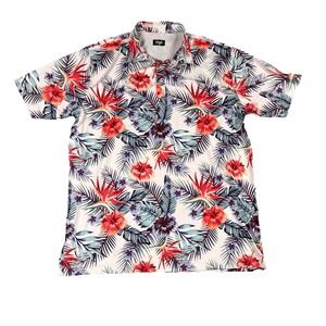 Waggle Performance Short Sleeve Golf Polo Shirt Men's 2XL Floral Tropical